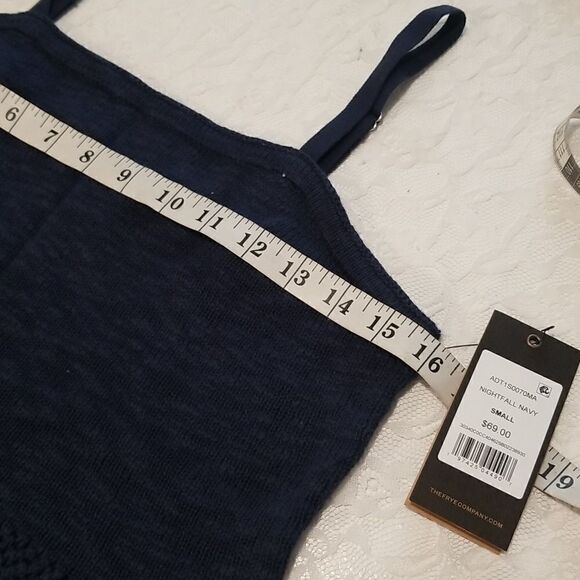 FRYE CROCHET TOP NAVY BLUE NWT CROCHET HEM TANK SMALL NEW WITH TAGS - Picture 13 of 16